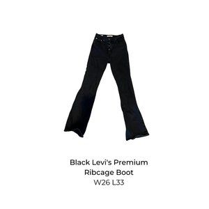 Levis Premium, Ribcage,  Boot Cut, Black Jean W26, L33